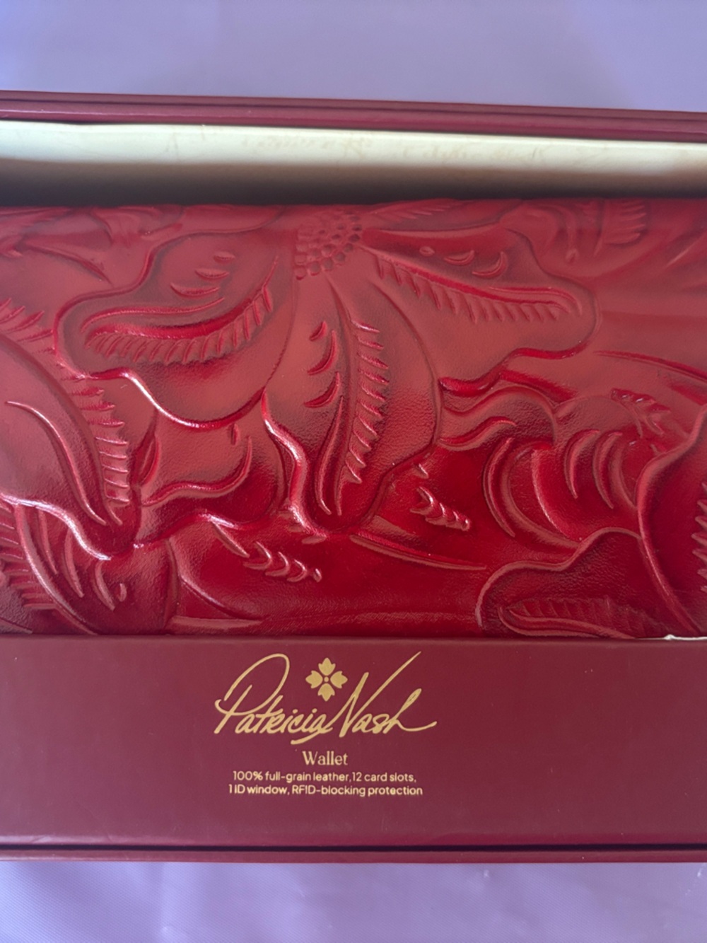 Patricia Nash Red Embossed Leather Wallet